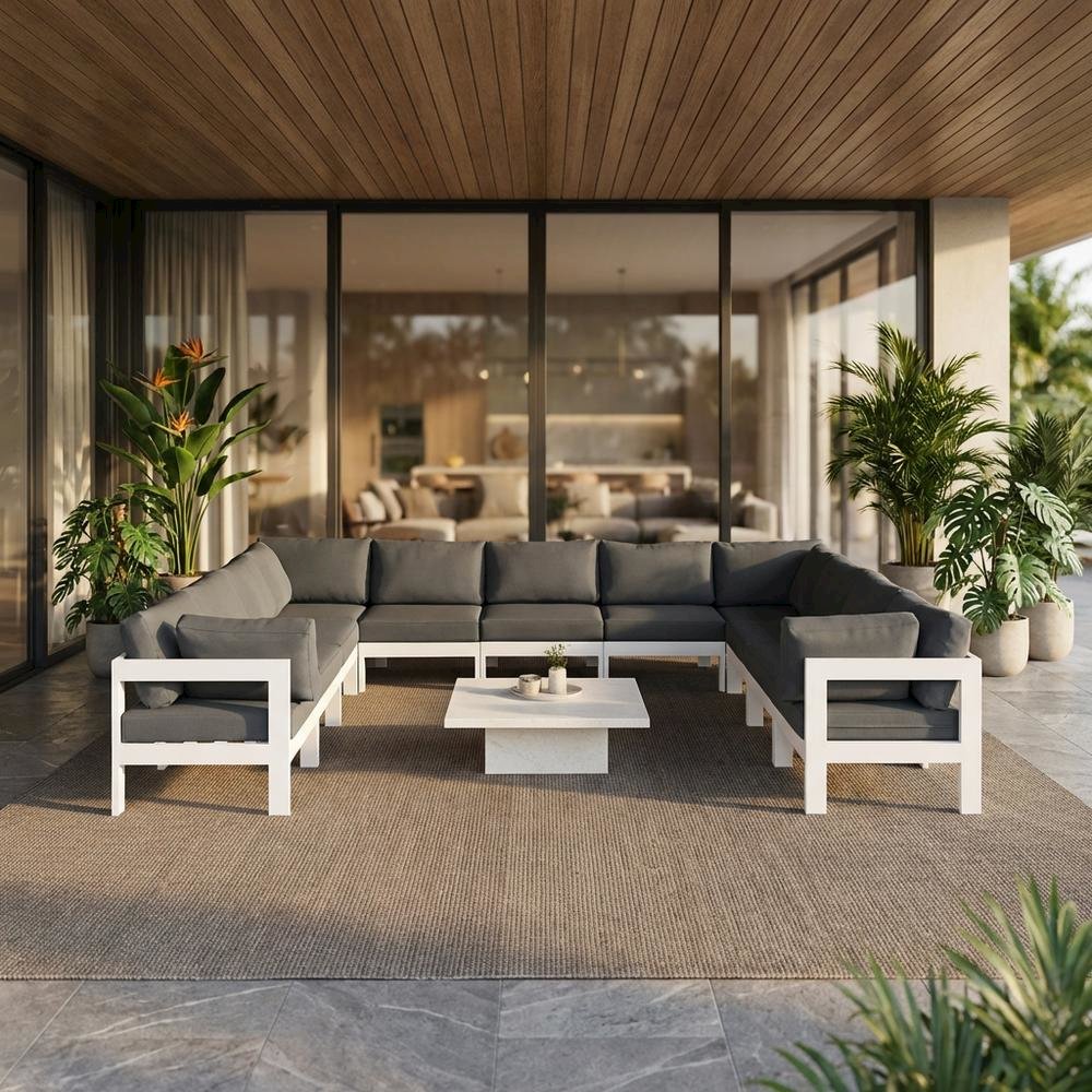 Gray Fabric Outdoor Modular Sectional For Patio Lounge Comfort. Picture 2