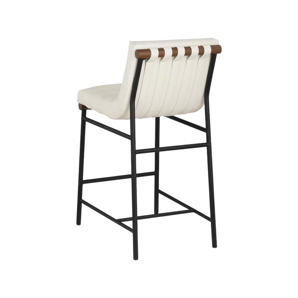 Vegan Leather & Boucle Counter Stool for Bar, Cream Vegan Leather. Picture 5