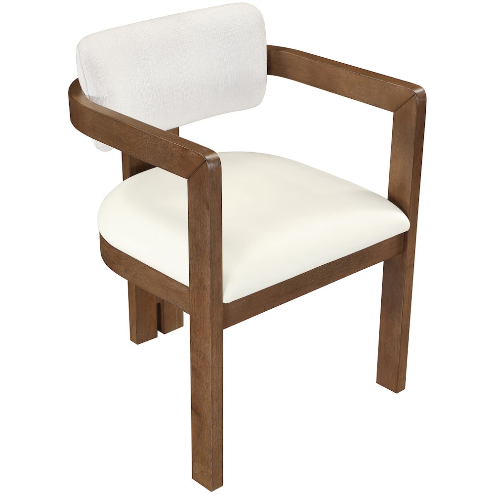 Ravina Cream Vegan Leather and Linen Fabric Upholstered Dining Chair, Set of 2. Picture 7