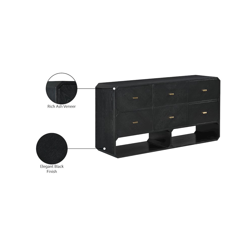 Parker Black Ash Veneer Dresser. Picture 12