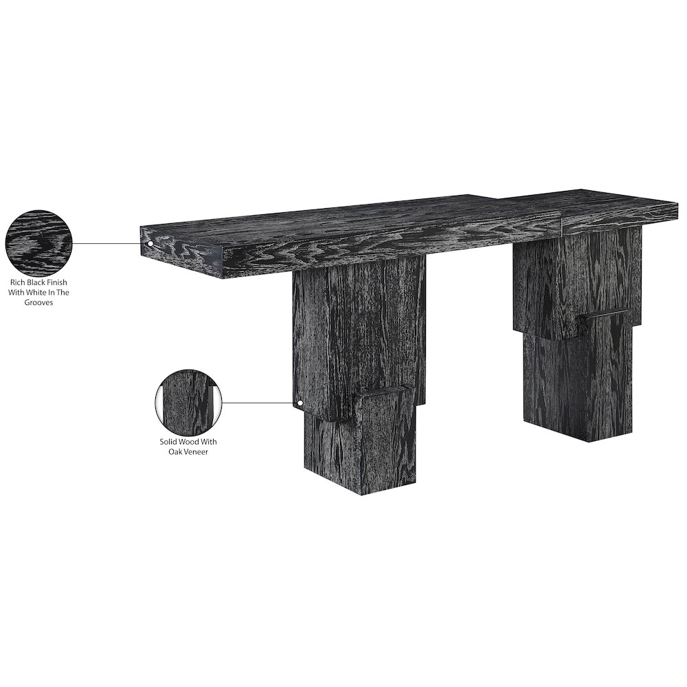 Anzio Black Oak Veneer And Solid Wood Console Table. Picture 9
