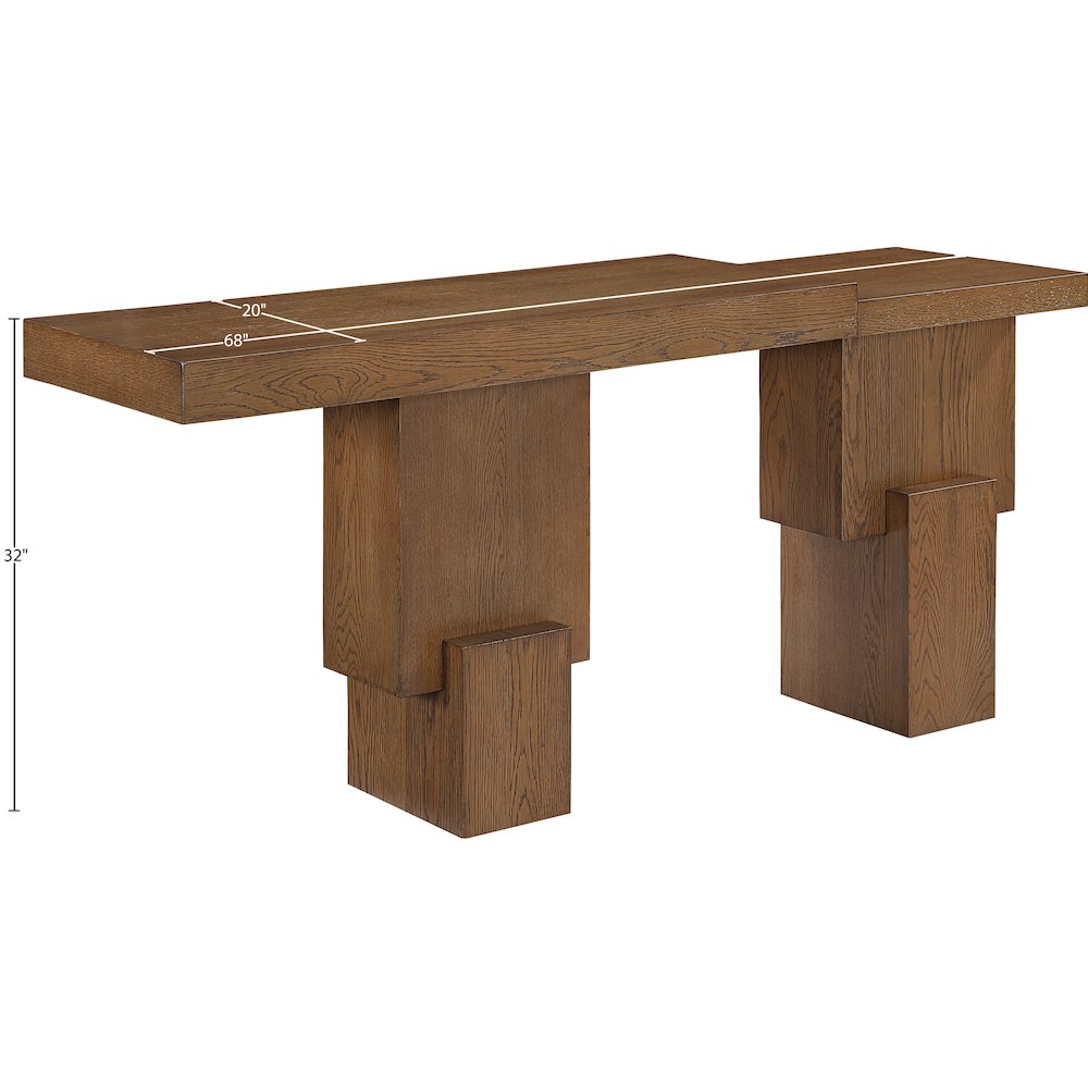 Anzio Brown Oak Veneer And Solid Wood Console Table. Picture 6