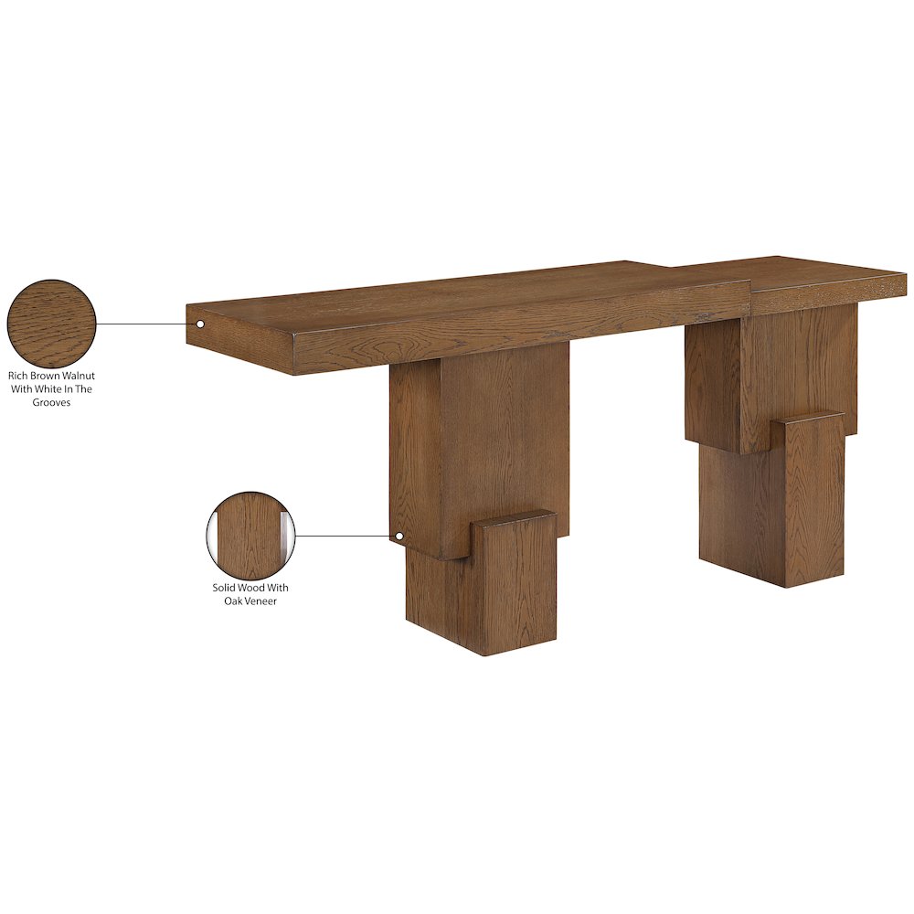 Anzio Brown Oak Veneer And Solid Wood Console Table. Picture 9
