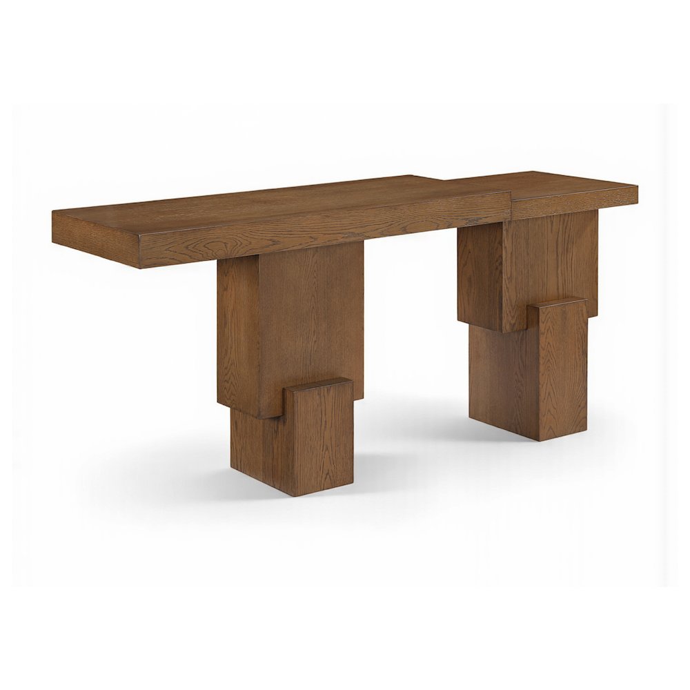 Anzio Brown Oak Veneer And Solid Wood Console Table. Picture 1