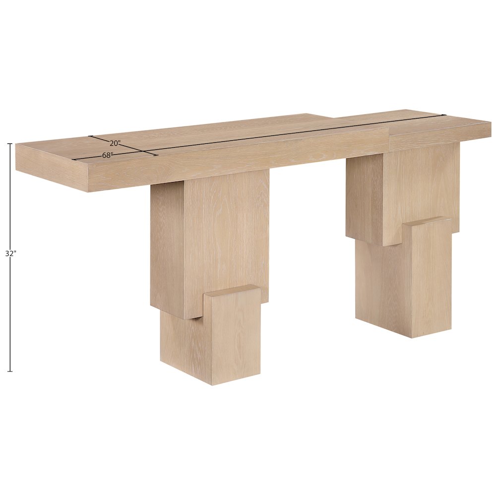 Anzio Natural Oak Veneer And Solid Wood Console Table. Picture 6