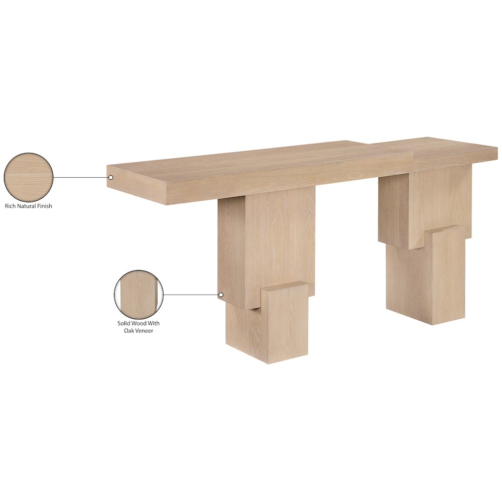 Anzio Natural Oak Veneer And Solid Wood Console Table. Picture 9