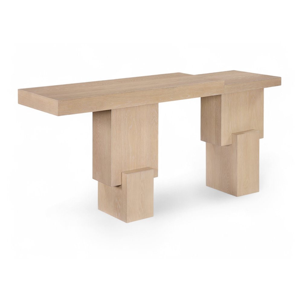Anzio Natural Oak Veneer And Solid Wood Console Table. Picture 1