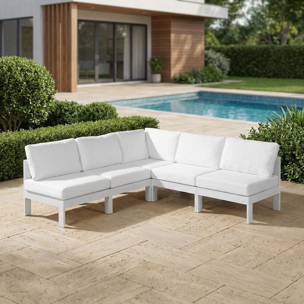White Fabric Outdoor Patio Modular Sectional With Contemporary Style. Picture 3