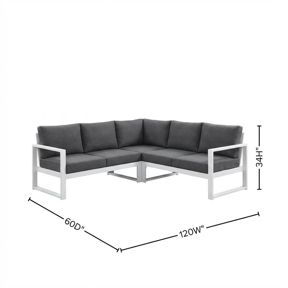 Gray Fabric Outdoor Patio Modular Sectional, Contemporary Style, Cushioned. Picture 7