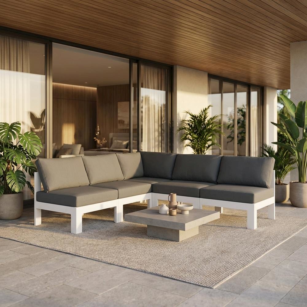 Gray Fabric Outdoor Patio Modular Sectional With Contemporary Style. Picture 2