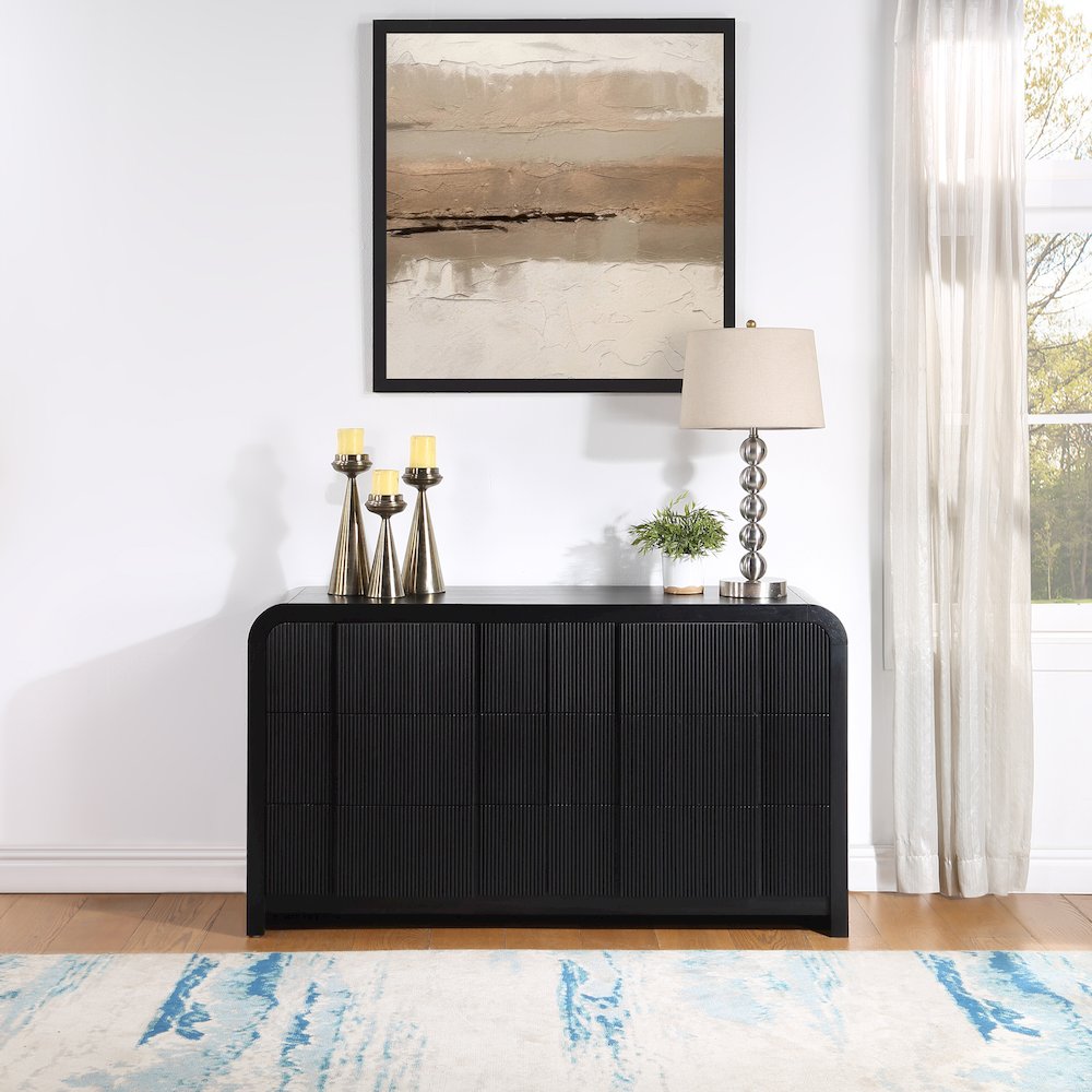 Fluted Black Dresser. Picture 2