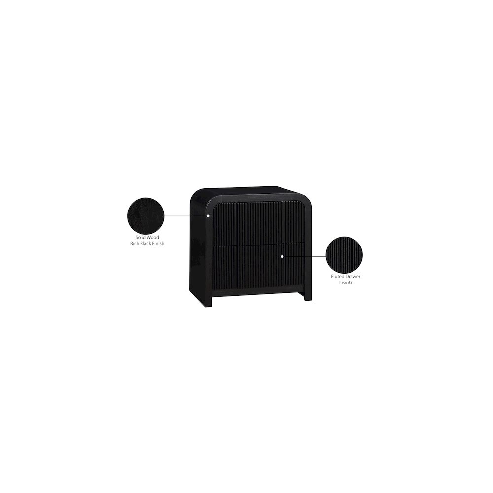 Fluted Black Night Stand. Picture 11