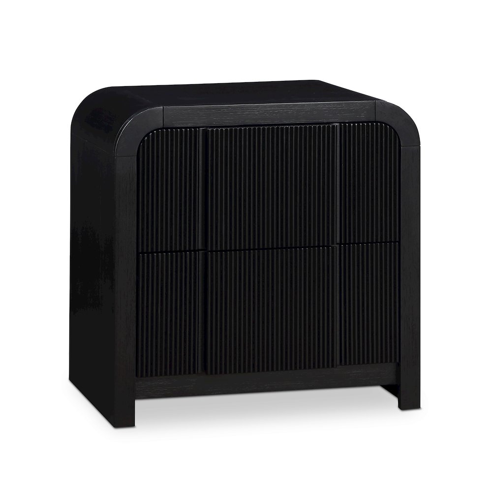 Fluted Black Night Stand. Picture 1