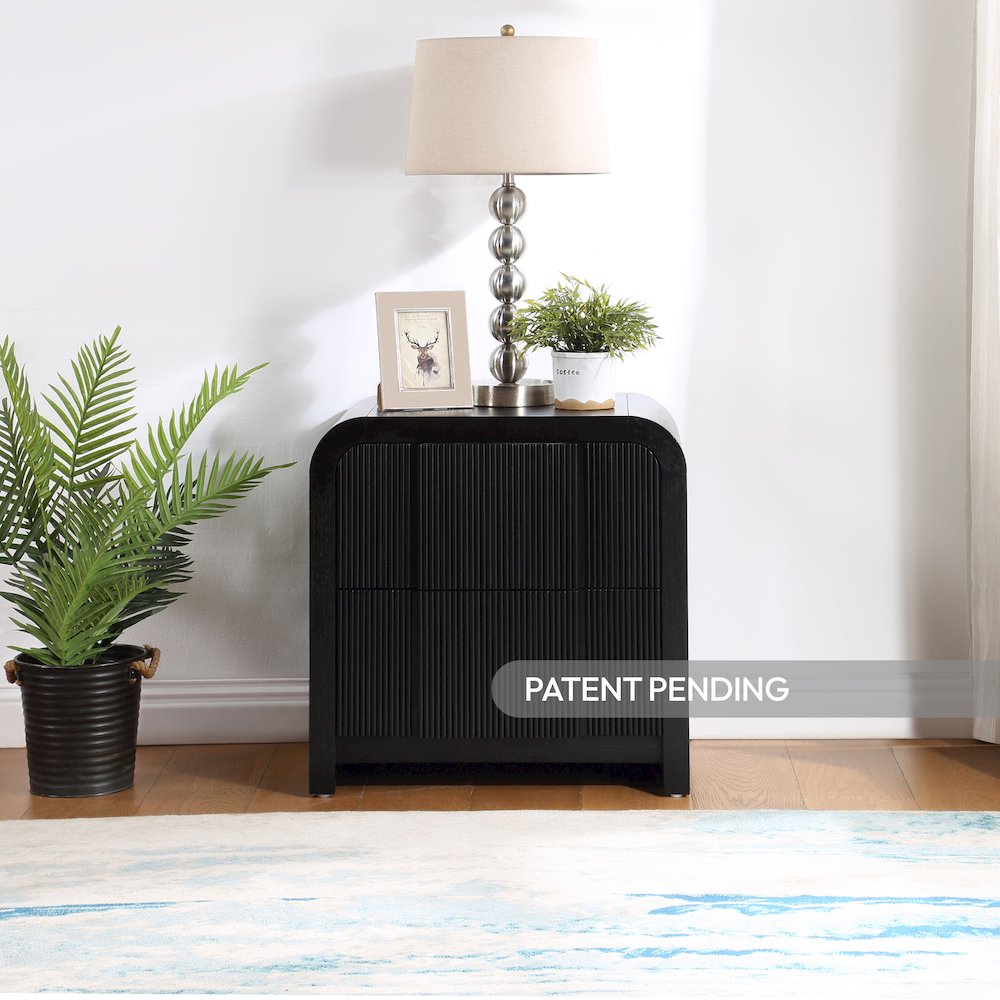 Fluted Black Night Stand. Picture 2