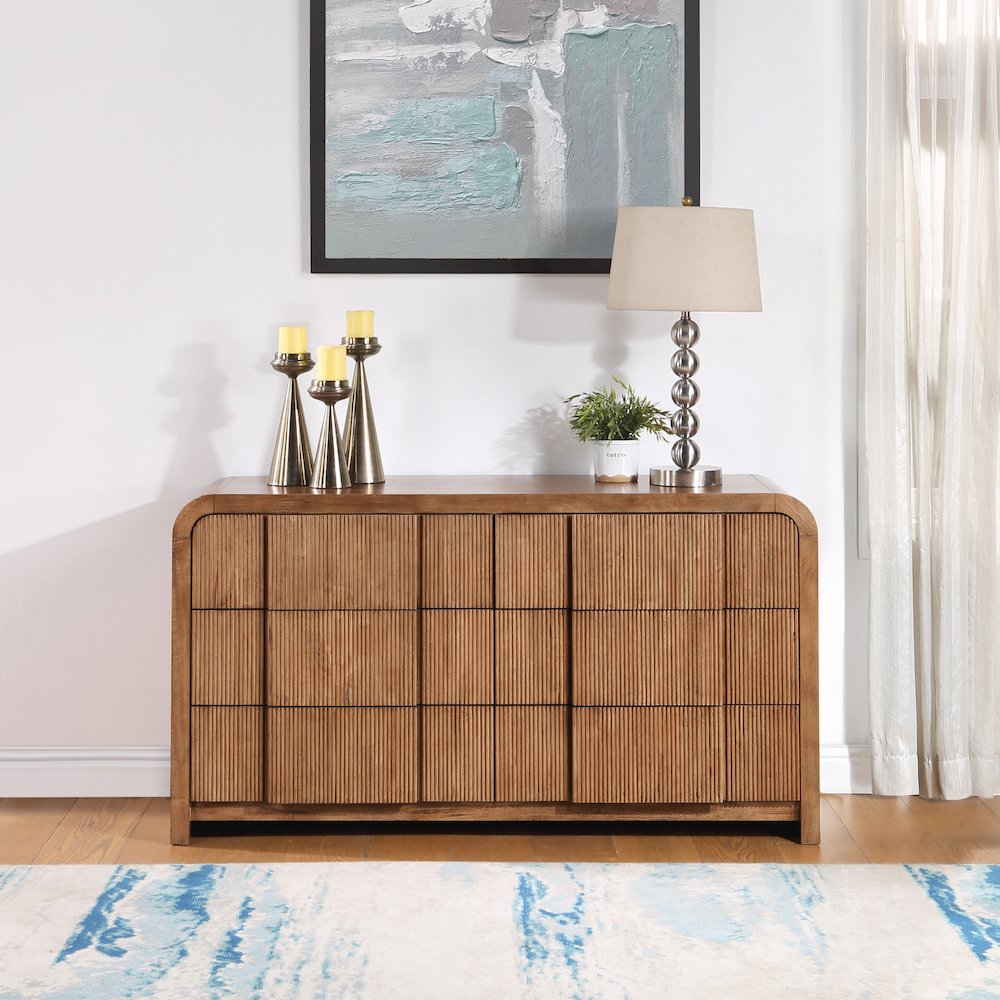 Fluted Walnut Dresser. Picture 2