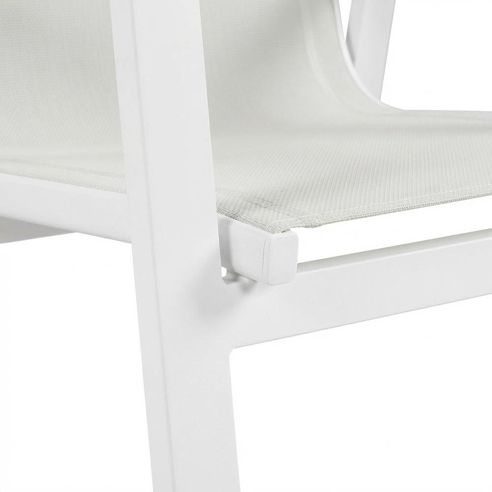 White Mesh Fabric Outdoor Patio Dining Armchair Set Of 2 With Contemporary Style. Picture 6