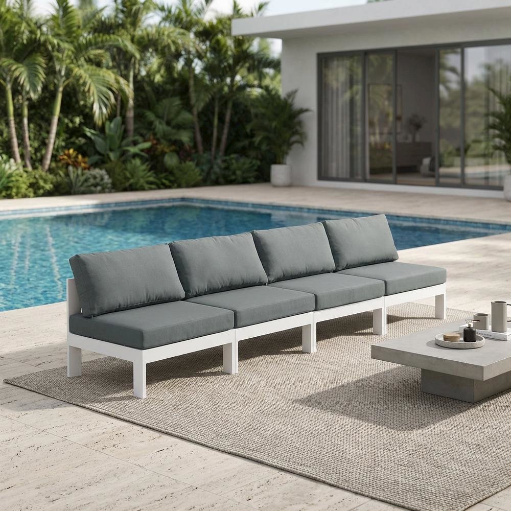 Gray Fabric Outdoor Modular Sofa With Contemporary Style And Cushioned Seat. Picture 3