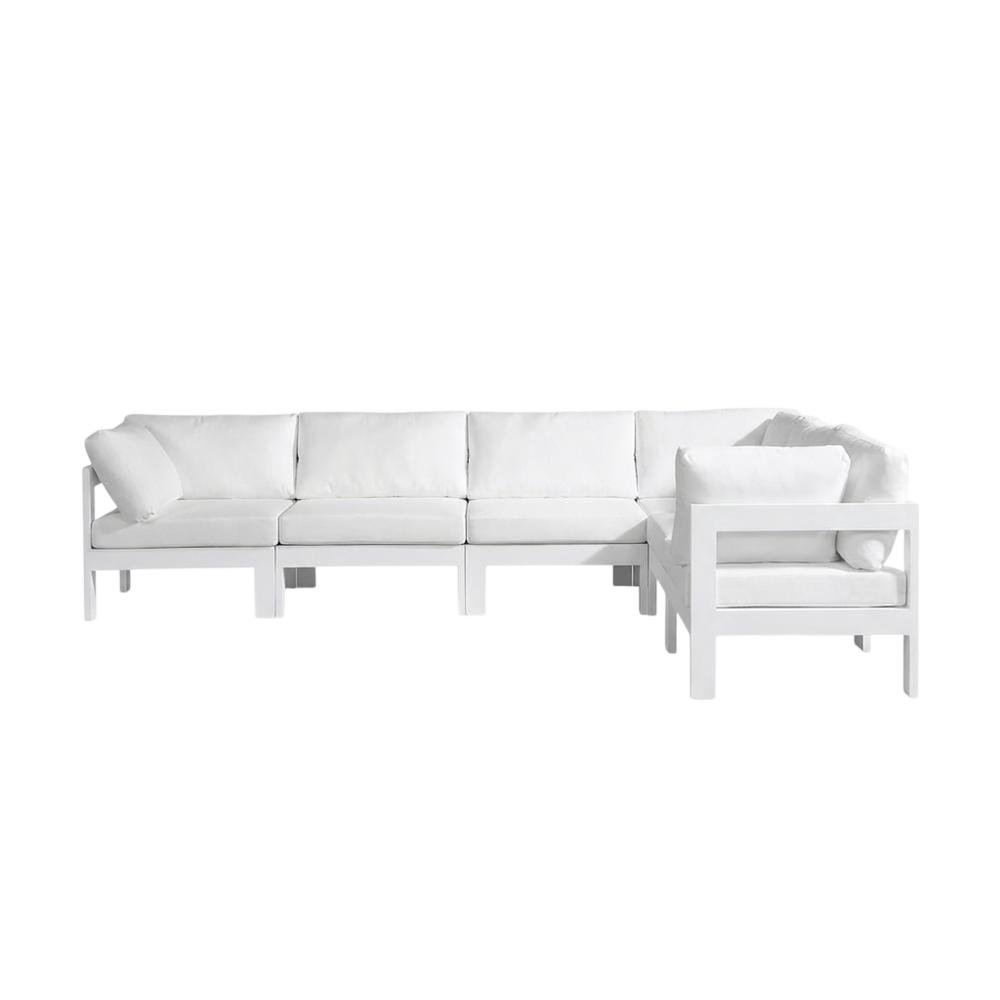 White Fabric Outdoor Patio Modular Sectional With Contemporary Style. Picture 4