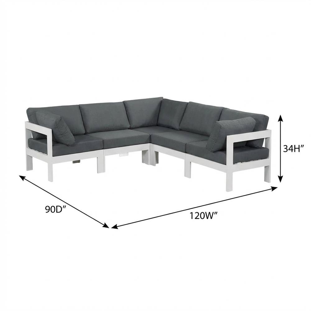 Gray Fabric Outdoor Patio Modular Sectional, Contemporary Design, Cushioned. Picture 7