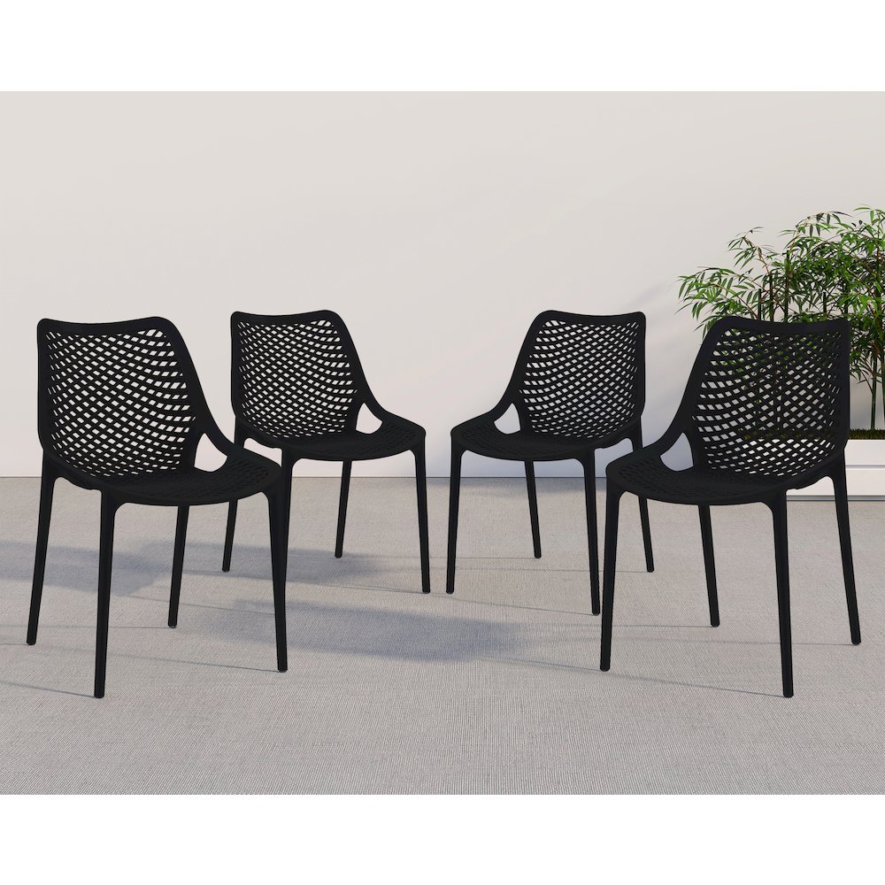 Mykonos Black Outdoor Patio Dining Chair, Set of 4. Picture 2
