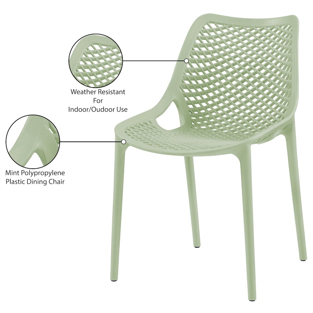 Mykonos Mint Outdoor Patio Dining Chair, Set of 4. Picture 9