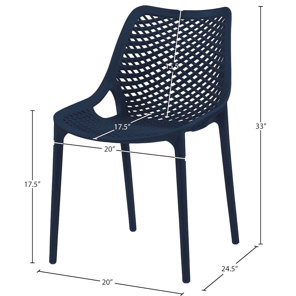 Mykonos Navy Outdoor Patio Dining Chair, Set of 4. Picture 8