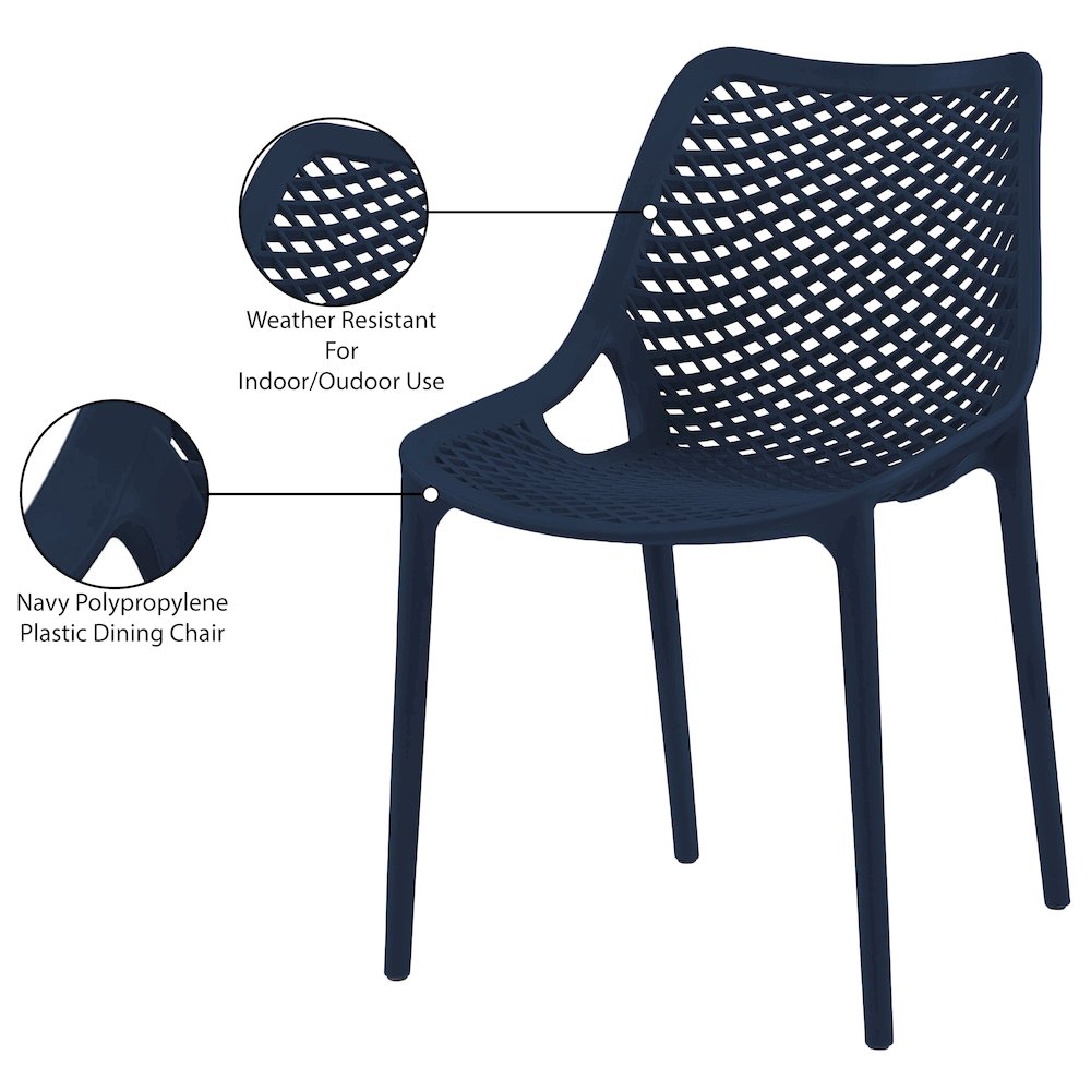 Mykonos Navy Outdoor Patio Dining Chair, Set of 4. Picture 9