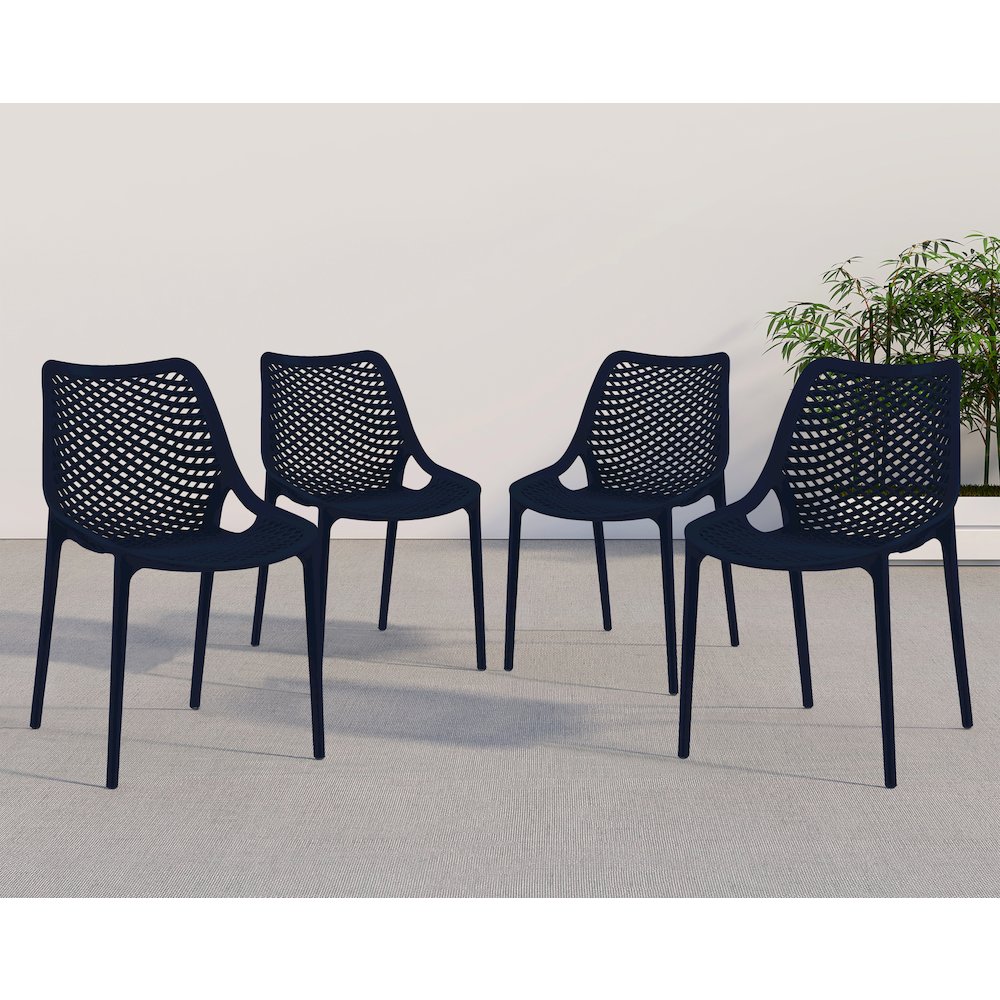 Mykonos Navy Outdoor Patio Dining Chair, Set of 4. Picture 2