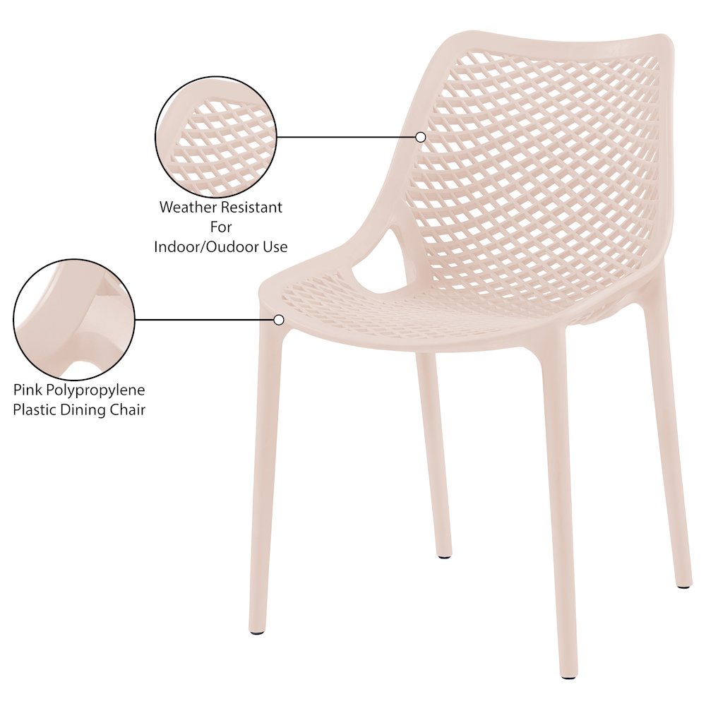 Mykonos Pink Outdoor Patio Dining Chair, Set of 4. Picture 9