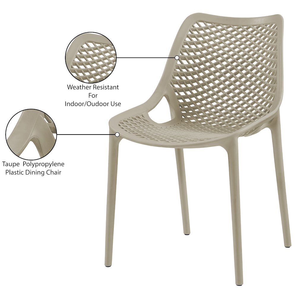 Mykonos Taupe Outdoor Patio Dining Chair, Set of 4. Picture 9