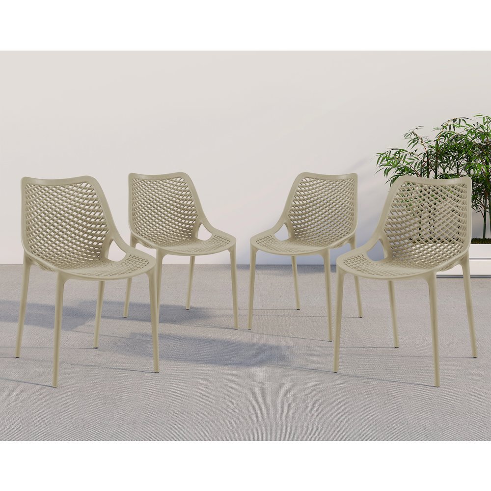 Mykonos Taupe Outdoor Patio Dining Chair, Set of 4. Picture 2