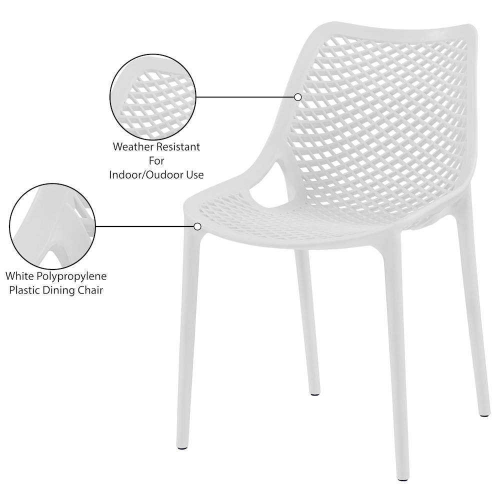 Mykonos White Outdoor Patio Dining Chair, Set of 4. Picture 9