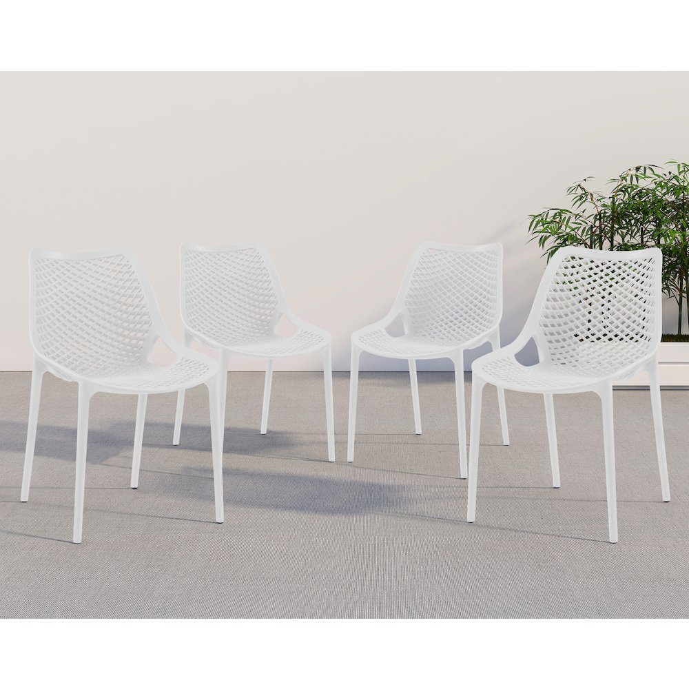 Mykonos White Outdoor Patio Dining Chair, Set of 4. Picture 2