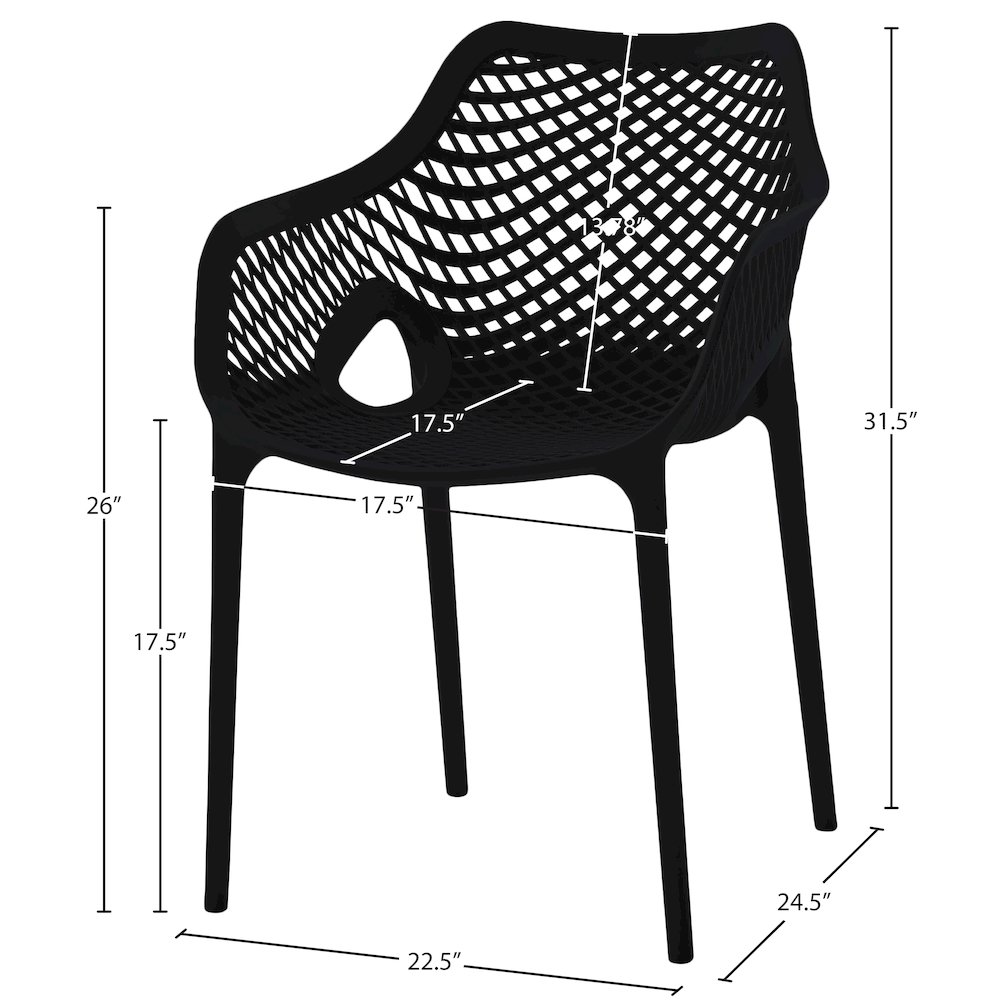 Mykonos Black Outdoor Patio Dining Chair, Set of 4. Picture 7