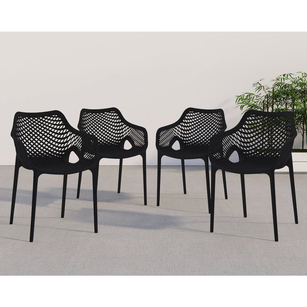 Mykonos Black Outdoor Patio Dining Chair, Set of 4. Picture 2