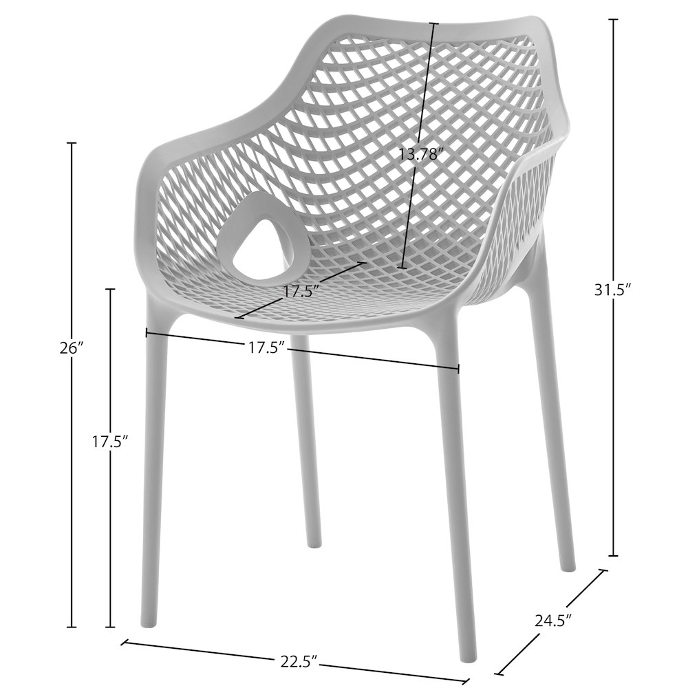 Mykonos Grey Outdoor Patio Dining Chair, Set of 4. Picture 7
