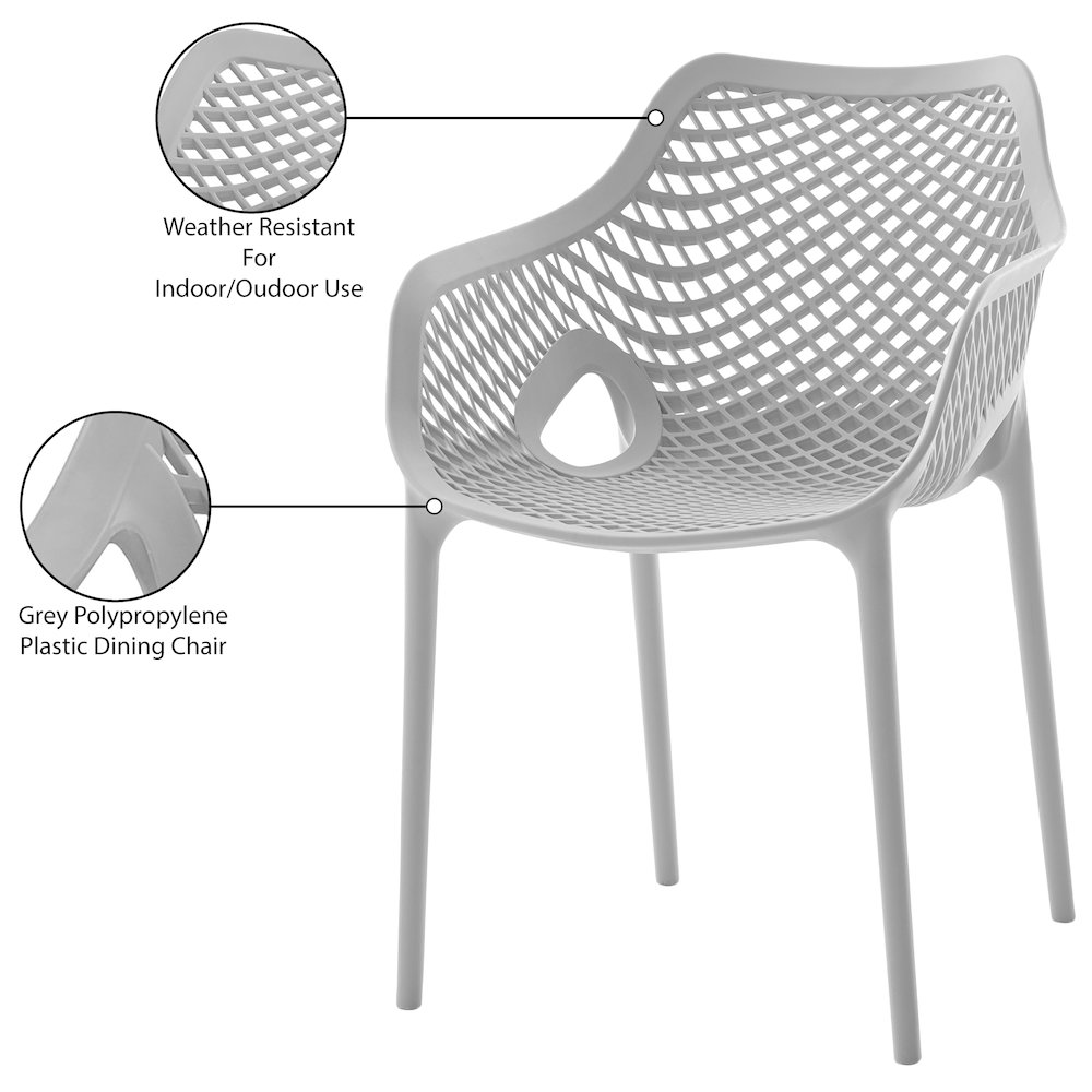 Mykonos Grey Outdoor Patio Dining Chair, Set of 4. Picture 8