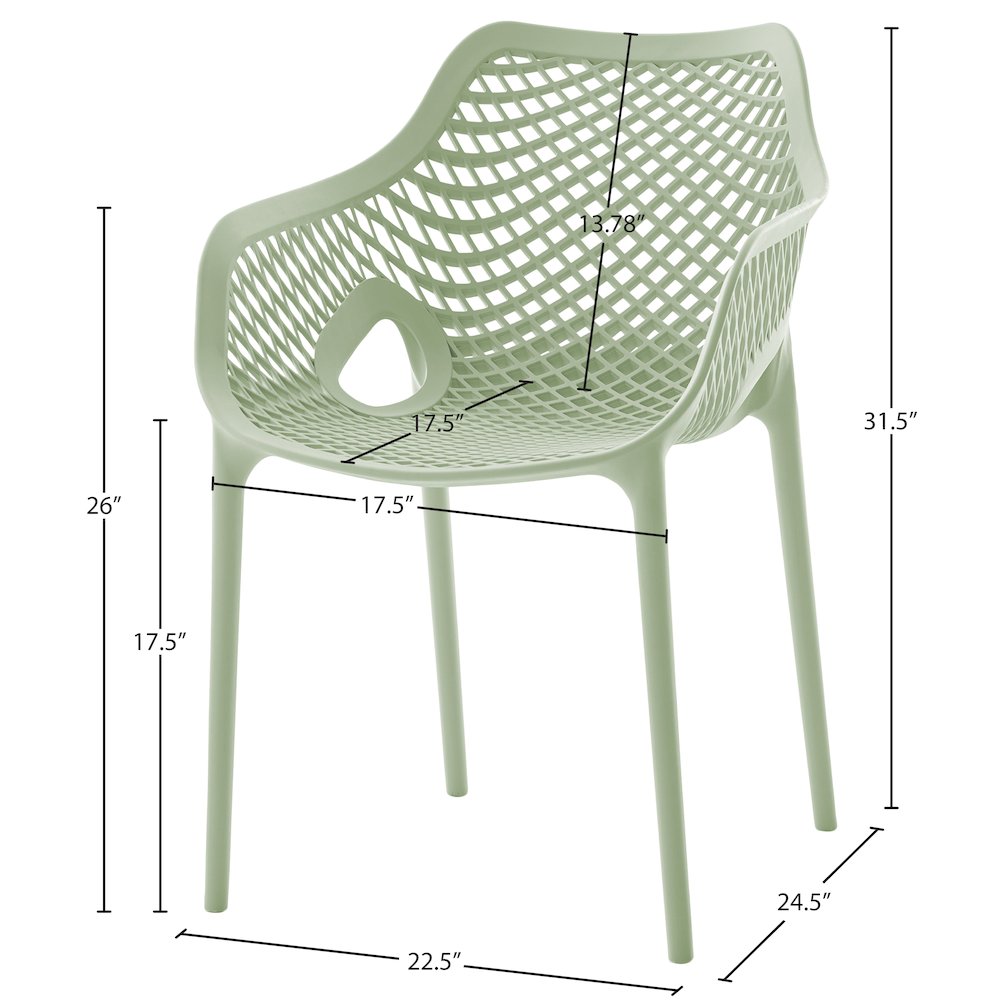 Mykonos Mint Outdoor Patio Dining Chair, Set of 4. Picture 7