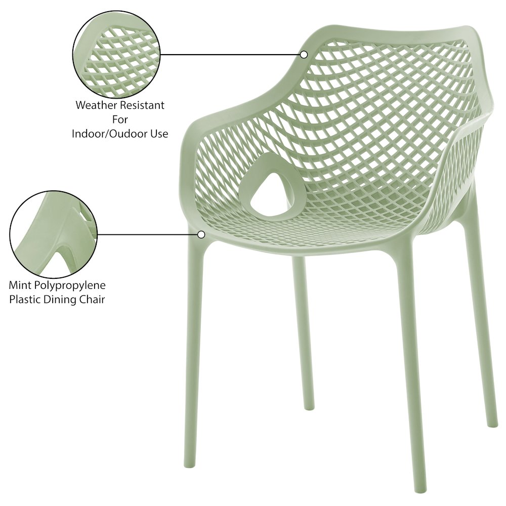Mykonos Mint Outdoor Patio Dining Chair, Set of 4. Picture 8