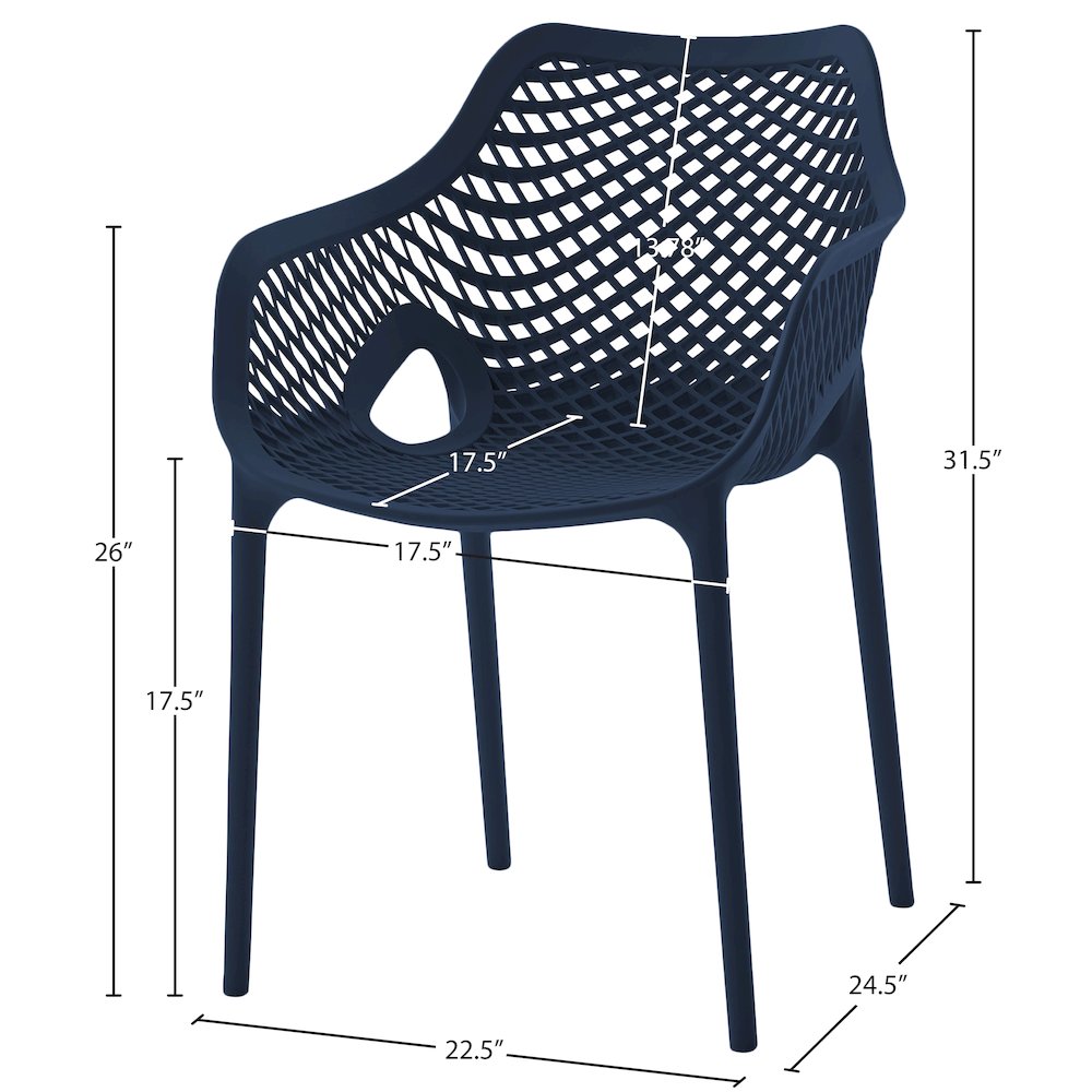 Mykonos Navy Outdoor Patio Dining Chair, Set of 4. Picture 7