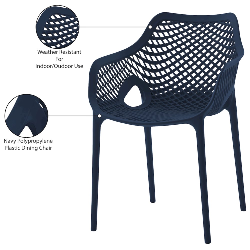 Mykonos Navy Outdoor Patio Dining Chair, Set of 4. Picture 8
