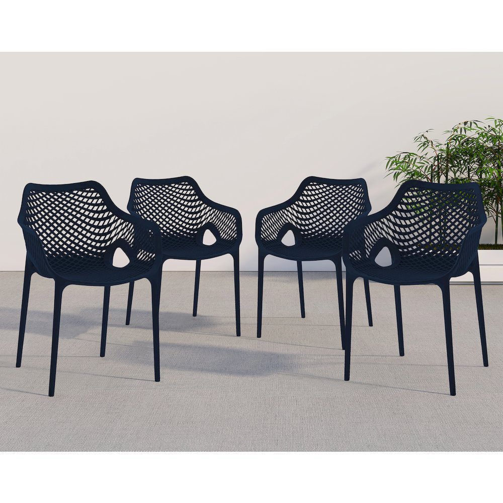 Mykonos Navy Outdoor Patio Dining Chair, Set of 4. Picture 2