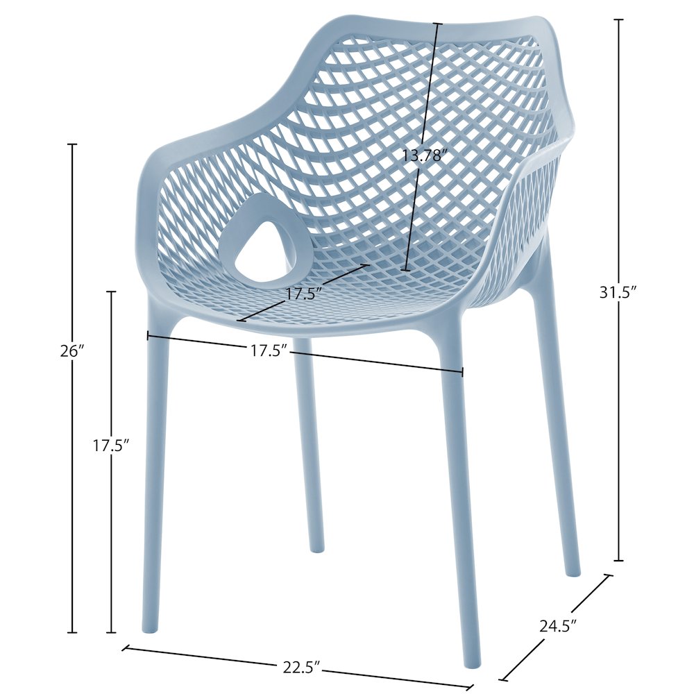 Mykonos Sky Blue Outdoor Patio Dining Chair, Set of 4. Picture 7