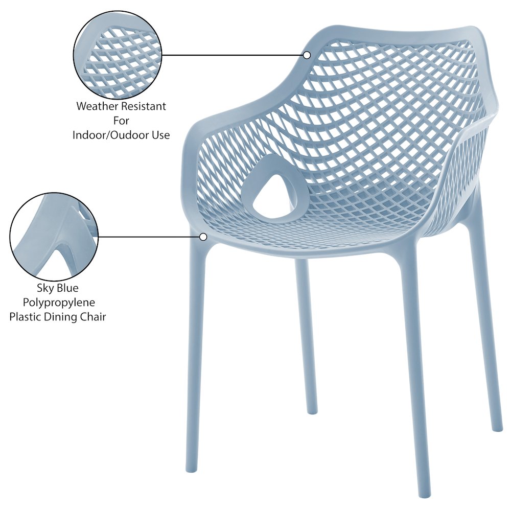 Mykonos Sky Blue Outdoor Patio Dining Chair, Set of 4. Picture 8