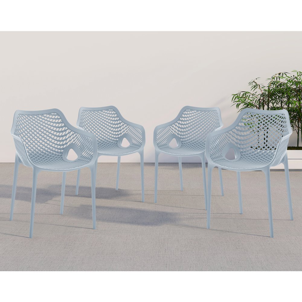 Mykonos Sky Blue Outdoor Patio Dining Chair, Set of 4. Picture 2