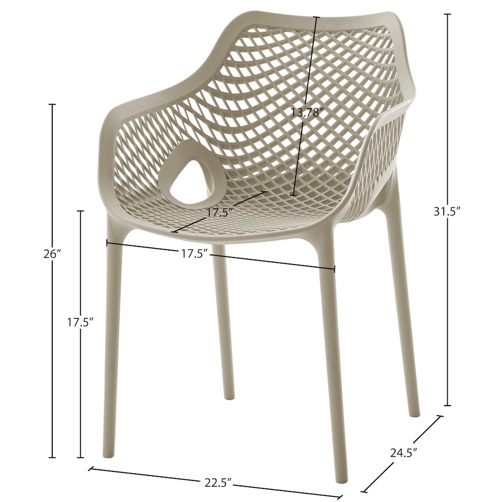 Mykonos Taupe Outdoor Patio Dining Chair, Set of 4. Picture 7