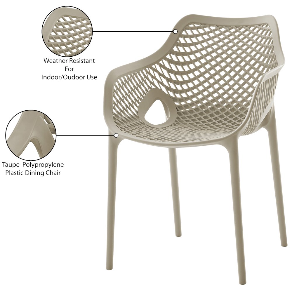 Mykonos Taupe Outdoor Patio Dining Chair, Set of 4. Picture 8
