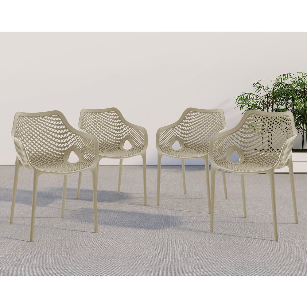 Mykonos Taupe Outdoor Patio Dining Chair, Set of 4. Picture 2