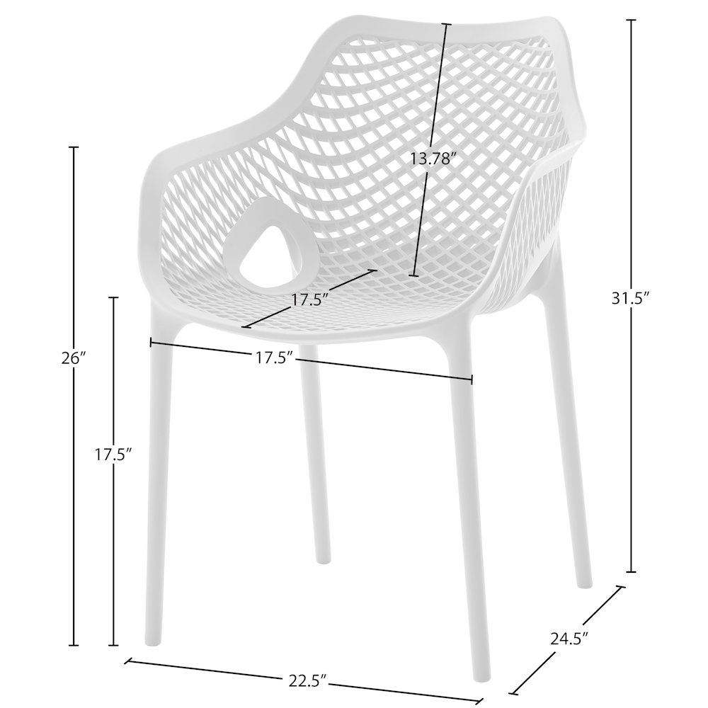 Mykonos White Outdoor Patio Dining Chair, Set of 4. Picture 7