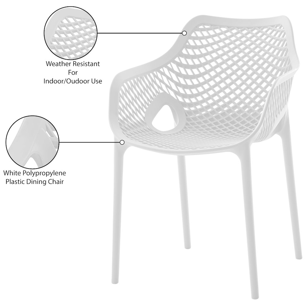 Mykonos White Outdoor Patio Dining Chair, Set of 4. Picture 8